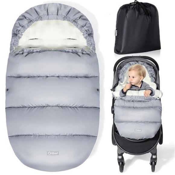 Universal Footmuff Winter Warm Baby Stroller Sleeping Bunting Bag, (Light Grey) - Picture 1 of 7